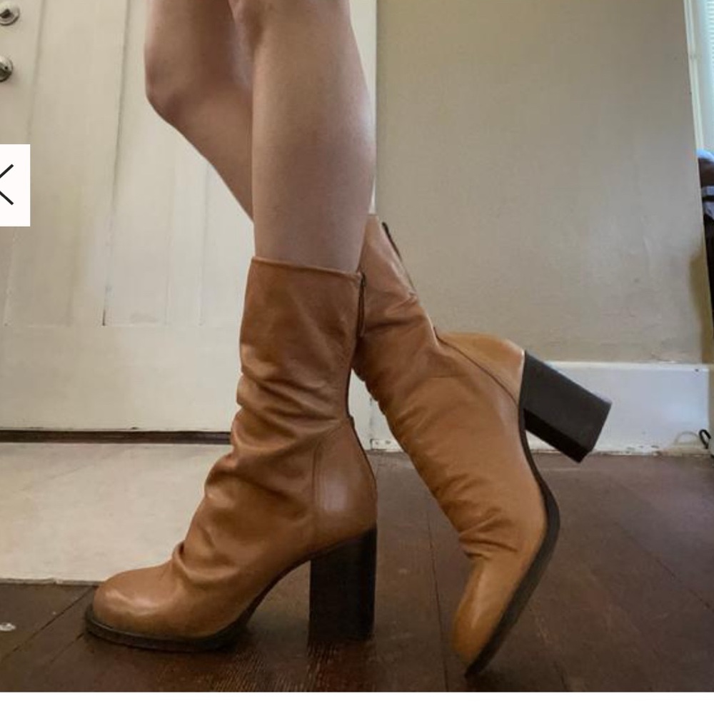 Free People Elle Block Heel Boot Tan Sz 9